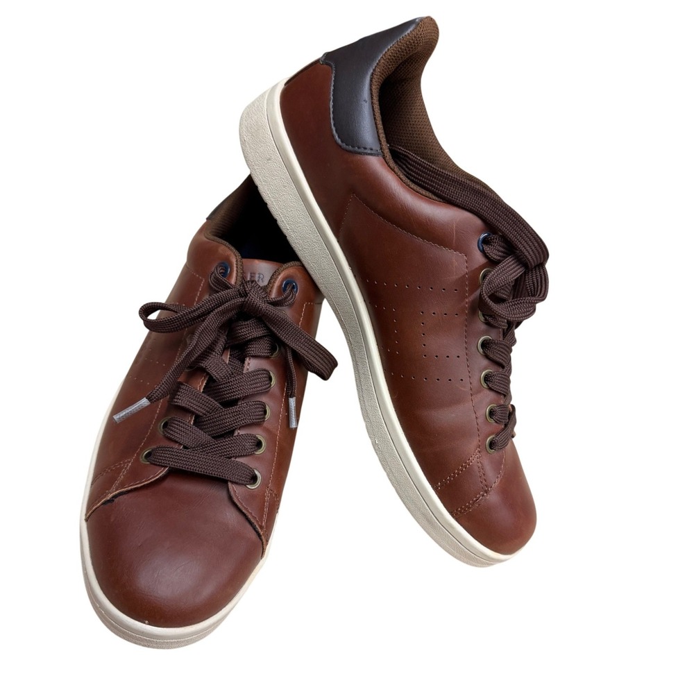 Tommy‎ Hilfiger Liston Sneakers Brown Low Top Faux Leather Mens 9.5